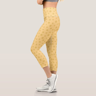Moderne Gelb- und Tan-Polka-Dot-Fitness Capri Leggings