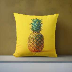 Moderne gelbe Ananas-Außenkissen   Tropisch Kissen