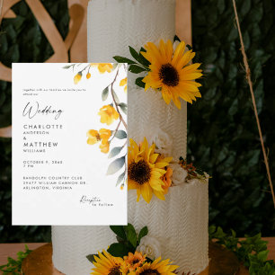 Moderne gelbe Blumen Hochzeit  Einladung