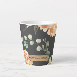 Moderne gelbe Blumen & Kraft Personalisiertes Gesc Milchtasse