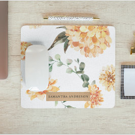 Moderne gelbe Blumen & Kraft Personalisiertes Gesc Mousepad
