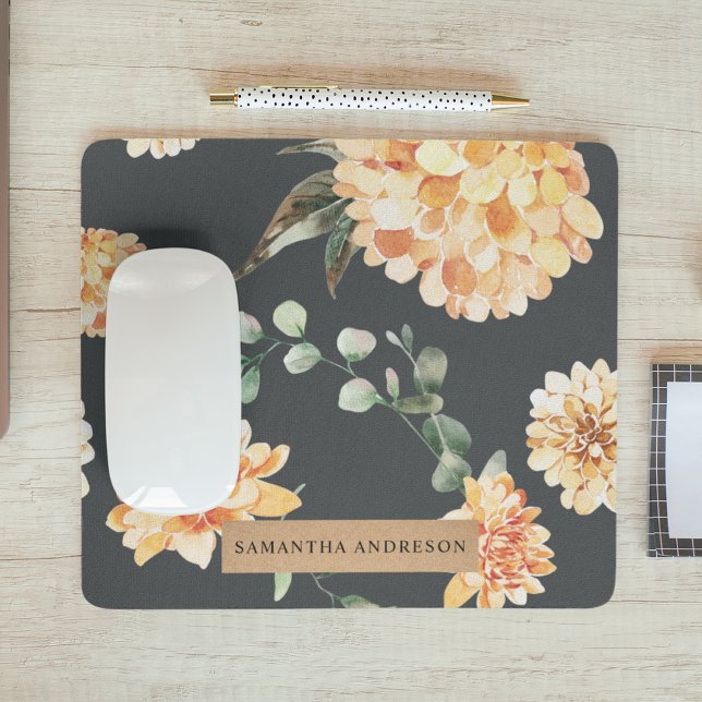 Moderne gelbe Blumen & Kraft Personalisiertes Gesc Mousepad (Von Creator hochgeladen)