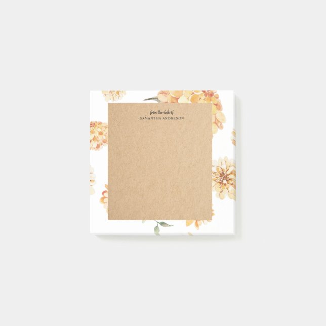 Moderne gelbe Blumen & Kraft Personalisiertes Gesc Post-it Klebezettel (Vorderseite)