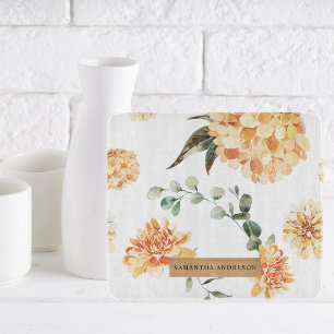 Moderne gelbe Blumen & Kraft Personalisiertes Gesc Schneidebrett