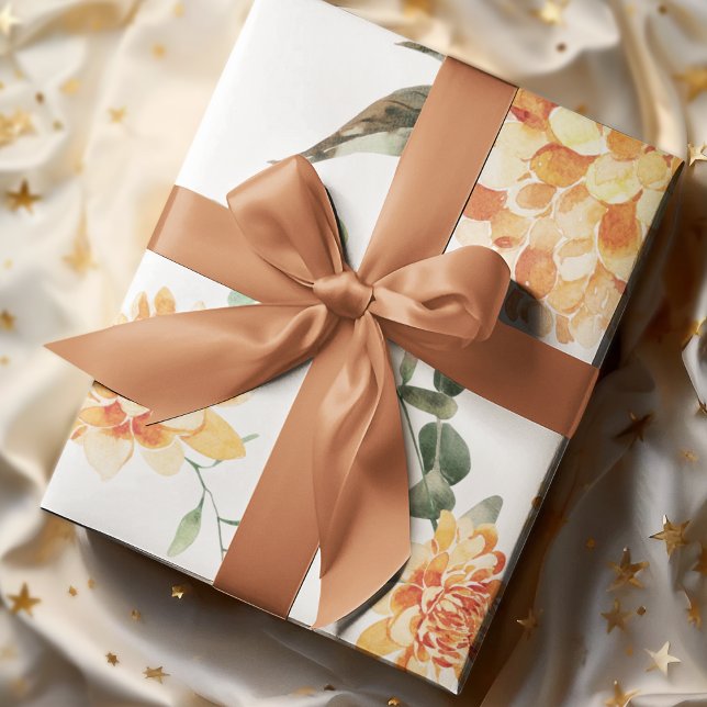 Moderne gelbe Blumen Muster Geschenkpapier (Von Creator hochgeladen)