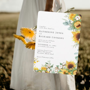 Moderne gelbe Blumen-Sonnenblumen Hochzeit ohne El Einladung