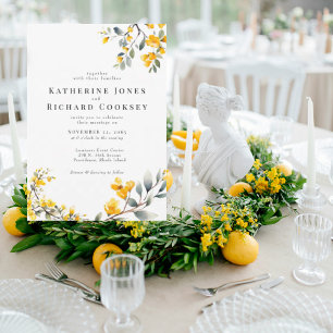Moderne gelbe Blumenhochzeit II ohne Eltern Einladung