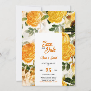 Moderne Gelbe Blüte Save the Date Einladung