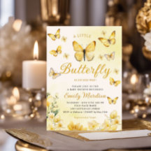 Moderne gelbe Blütenschmetterling-Girl-Babydusche