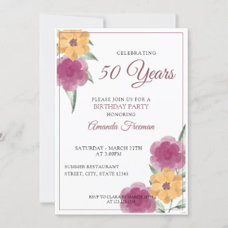Moderne Gelbe Farbe Blumenmutter Geburtstag Einladung