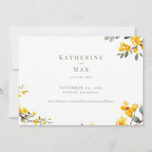 Moderne gelbe florale Hochzeit - Merken Sie sich d Einladung