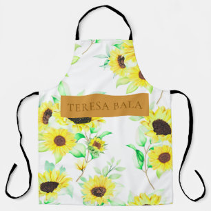 Moderne gelbe florale personalisierte rustikale Ge Schürze