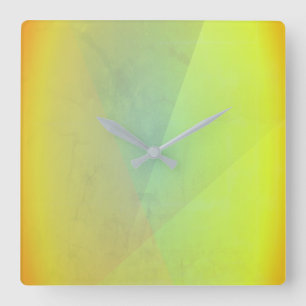 Moderne gelbe geometrische Abstufung Quadratische Wanduhr