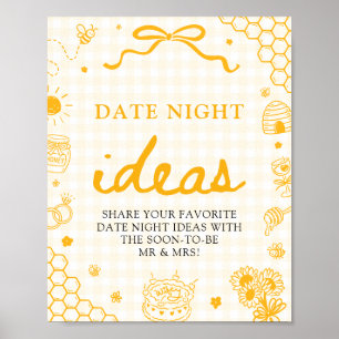 Moderne gelbe Gingham-Honigbiene Date Night Ideen Poster