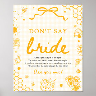 Moderne Gelbe Gingham-Honigbiene-Sag-Nicht-Braut Poster