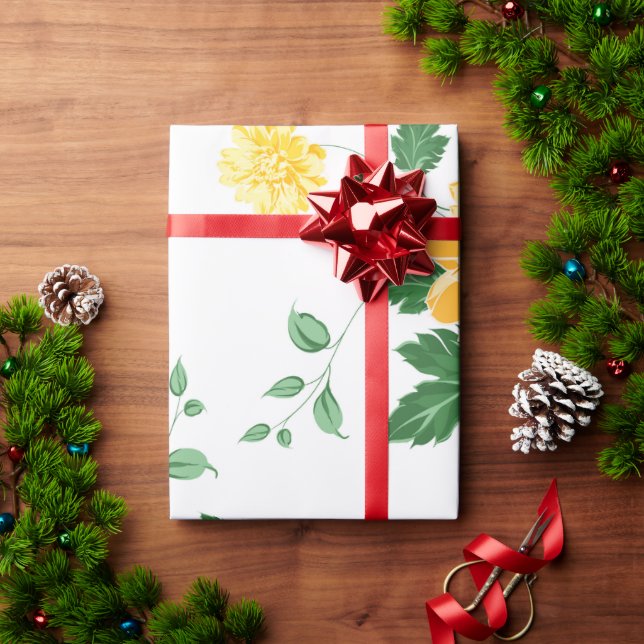 Moderne gelbe grüne Farbe     Geschenkpapier (Feiertagsgeschenk)