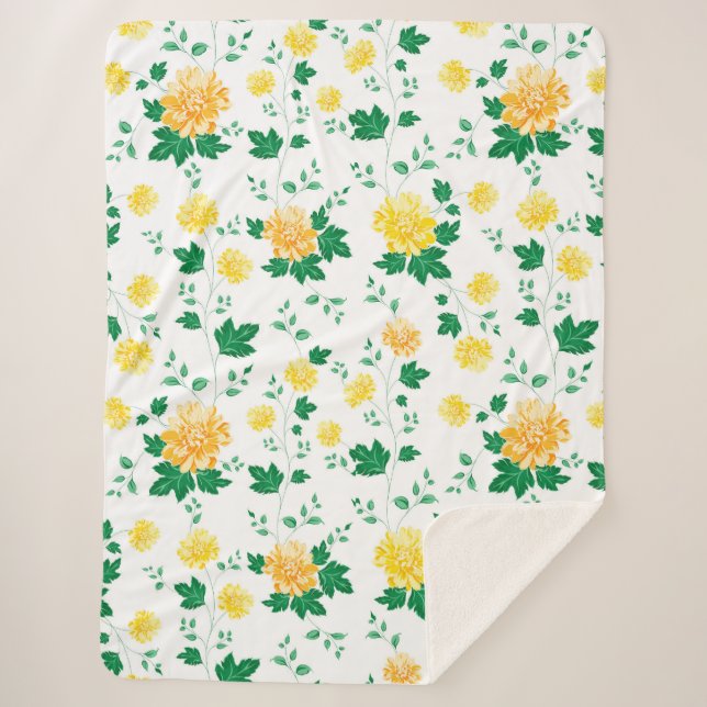 Moderne gelbe grüne Farbe Sherpadecke (Vorderseite)