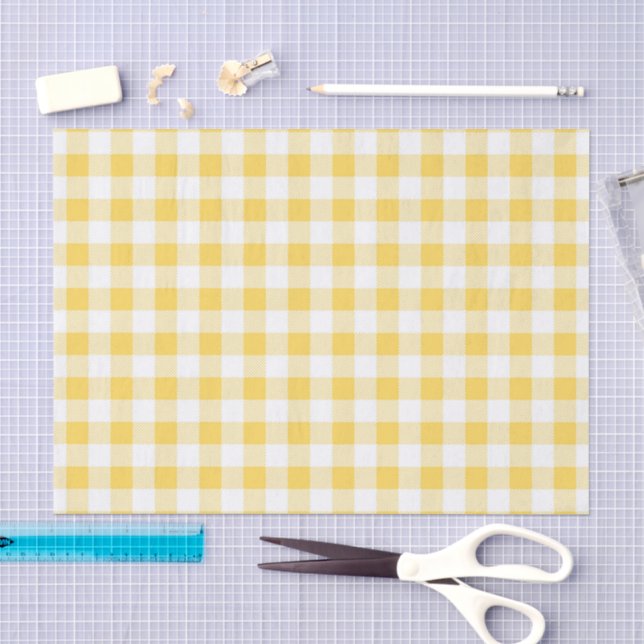 Moderne gelbe Karomuster  Seidenpapier (Handwerk)