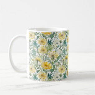 Moderne, gelbe Lüstern mit Blumenmuster Kaffeetasse