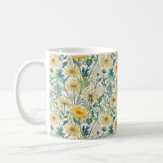 Moderne, gelbe Lüstern mit Blumenmuster Kaffeetasse (Links)