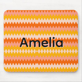 Moderne gelbe, orange und weiße Zick-Zack-Muster Mousepad