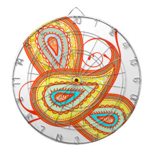 Moderne gelbe orangefarbene Aqua-Mint-Paisley-Gesc Dartscheibe
