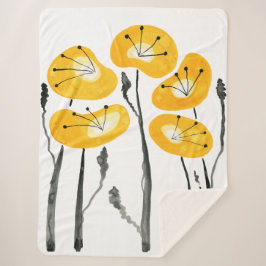 Moderne Gelbe Paprika, Abstrakte Blütenpracht Sherpadecke