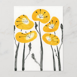 Moderne Gelbe Pfoten Aquarellblumen Postkarte