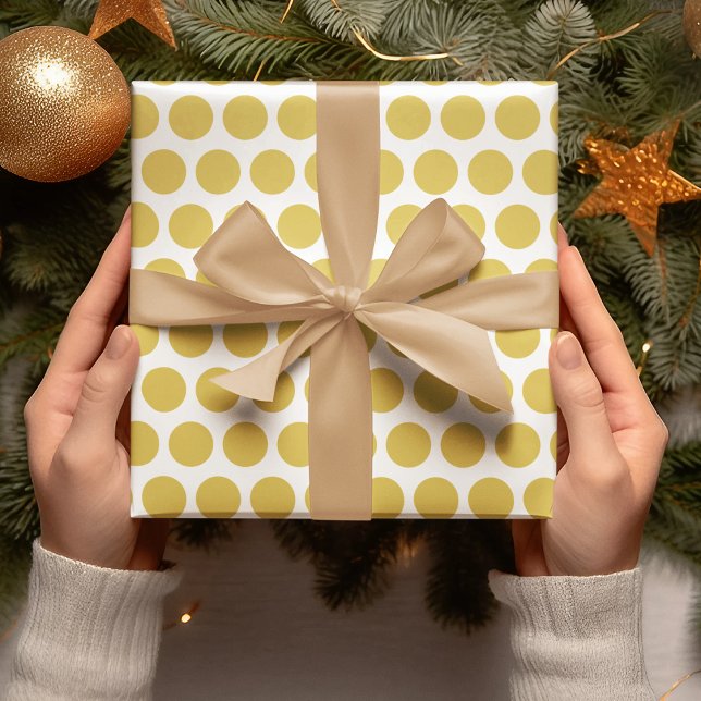 Moderne Gelbe Polka Dots Weihnachten Geschenkpapier (Von Creator hochgeladen)