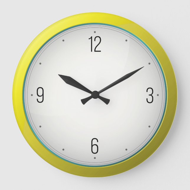 Moderne gelbe Rundwand-Uhren Große Wanduhr (Vorderseite)