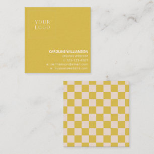 Moderne gelbe Schachbrett-Logo-Branding-Bold Quadratische Visitenkarte