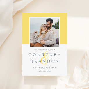Moderne gelbe Schiefer-Monogramm-Hochzeitsfotograf Save The Date