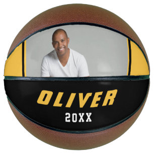 Moderne gelbe schwarze benutzerdefinierte Namens-T Basketball