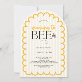 Moderne gelbe Script-Arch-Mommy to Bee Baby-Dusche Einladung