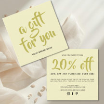 Moderne gelbe Skript-Coupon-Rabattkarte