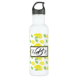 Moderne Gelbe Sommerspass Lemon Slices Green Edelstahlflasche