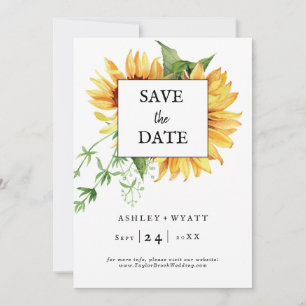 Moderne gelbe Sonnenblumen-Hochzeit Flat Save The Date