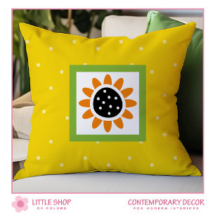 Moderne gelbe Sonnenblumen Punkte Muster Kissen