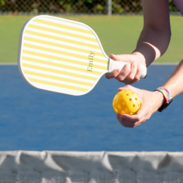 Moderne gelbe Streifen mit individuellem Namen Pickleball Schläger