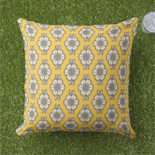 Moderne gelbe und graue Blume Kissen