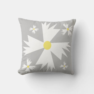 Moderne gelbe und graue Blumendecke Kissen