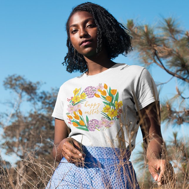 Moderne gelbe und grüne Frühlingsblumen glücklich  T-Shirt (Von Creator hochgeladen)