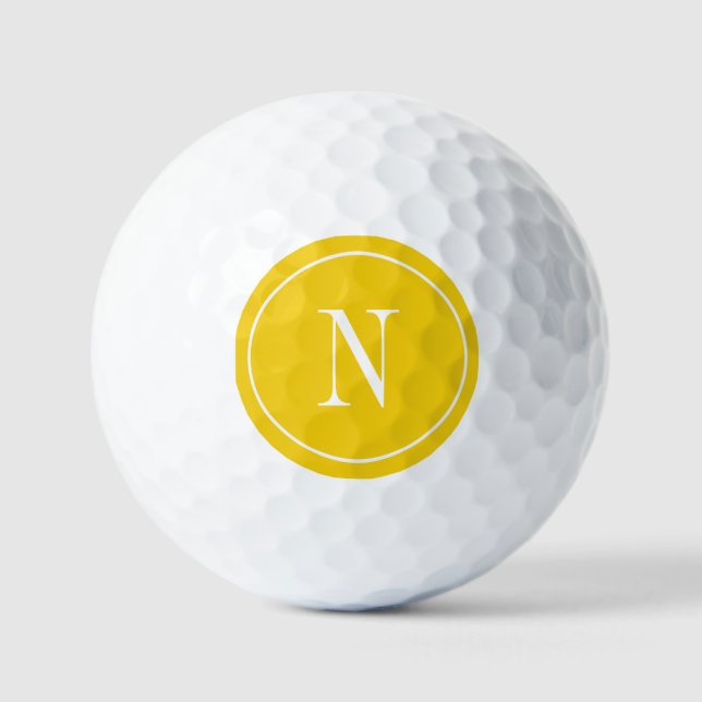 Moderne gelbe und weiße Monogrammanfangsbuchstabe Golfball (Vorderseite)
