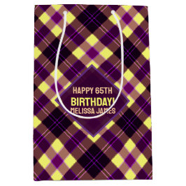 Moderne gelbe violette braune Tartan Karo individu Mittlere Geschenktüte