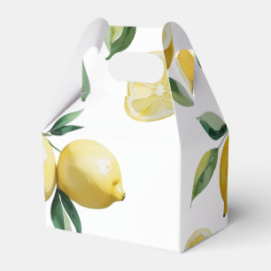 Moderne gelbe Zitronen-Blumenskript-Brautparty Geschenkschachtel