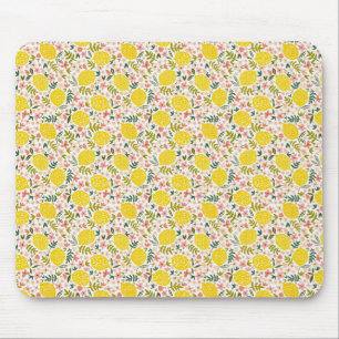 Moderne Gelbe Zitronen mit rosa, floralen Farbtöne Mousepad