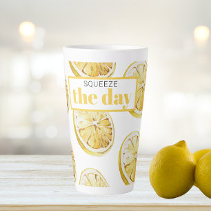 Moderne gelbe Zitronen Muster & drücken Sie den Ta Milchtasse