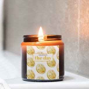 Moderne gelbe Zitronen Muster & drücken Sie den Ta Quadratischer Aufkleber