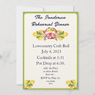 Moderne Gelbe Zitronen Roter Krabbenkohl laden Grü Einladung