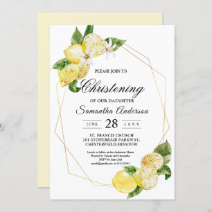 Moderne Gelbe Zitronen und Gold Rahmen Beauty Einladung